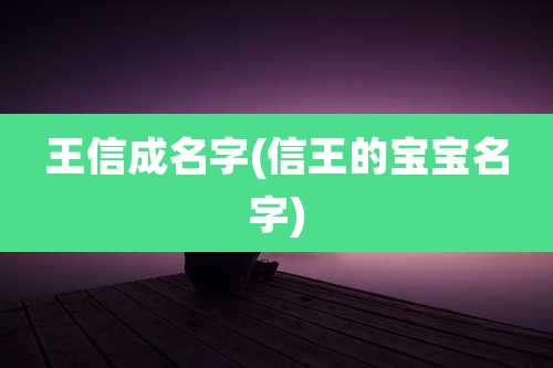 王信成名字(信王的宝宝名字)