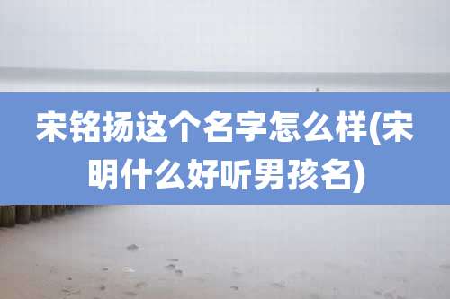 宋铭扬这个名字怎么样(宋明什么好听男孩名)