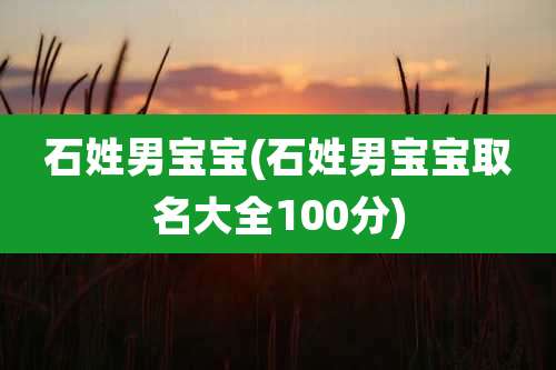石姓男宝宝(石姓男宝宝取名大全100分)