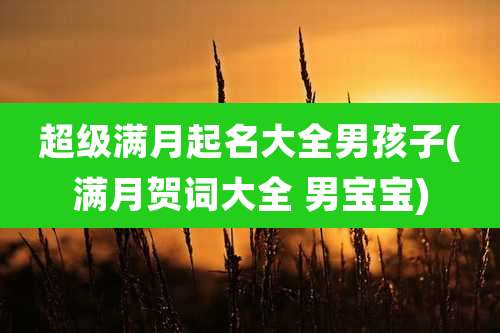 超级满月起名大全男孩子(满月贺词大全 男宝宝)