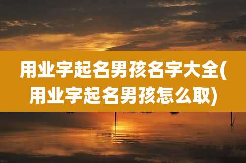 用业字起名男孩名字大全(用业字起名男孩怎么取)