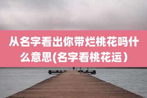 从名字看出你带烂桃花吗什么意思(名字看桃花运)