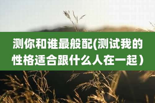 测你和谁最般配(测试我的性格适合跟什么人在一起)