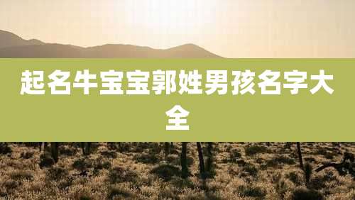 起名牛宝宝郭姓男孩名字大全