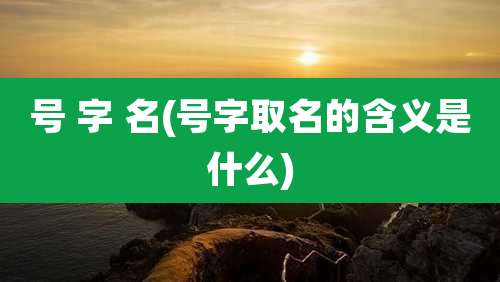 号 字 名(号字取名的含义是什么)