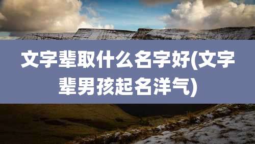 文字辈取什么名字好(文字辈男孩起名洋气)