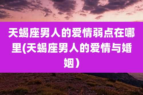 天蝎座男人的爱情弱点在哪里(天蝎座男人的爱情与婚姻)