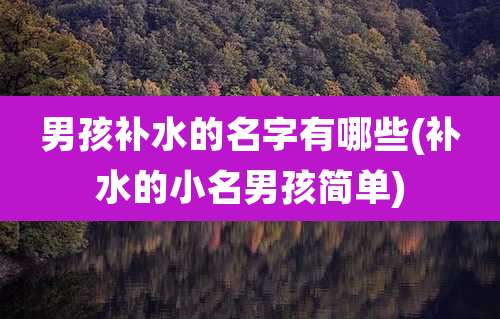 男孩补水的名字有哪些(补水的小名男孩简单)