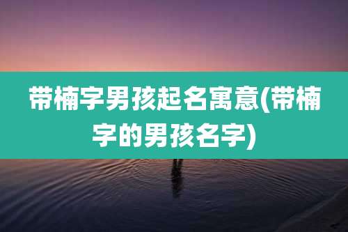 带楠字男孩起名寓意(带楠字的男孩名字)