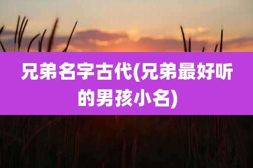 兄弟名字古代(兄弟最好听的男孩小名)