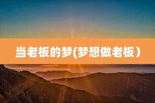 当老板的梦(梦想做老板)