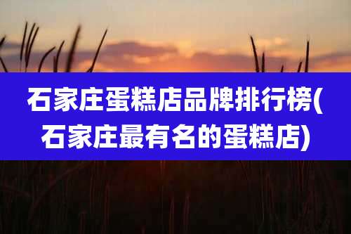 石家庄蛋糕店品牌排行榜(石家庄最有名的蛋糕店)