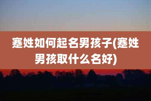 蹇姓如何起名男孩子(蹇姓男孩取什么名好)