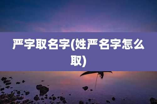严字取名字(姓严名字怎么取)