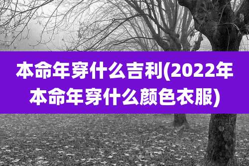 本命年穿什么吉利(2022年本命年穿什么颜色衣服)
