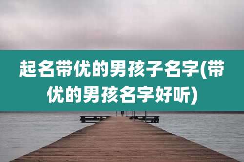 起名带优的男孩子名字(带优的男孩名字好听)