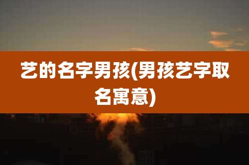 艺的名字男孩(男孩艺字取名寓意)