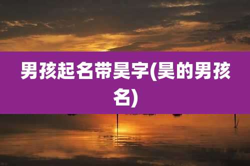 男孩起名带昊字(昊的男孩名)