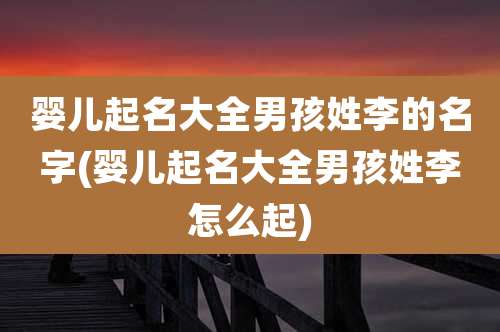 婴儿起名大全男孩姓李的名字(婴儿起名大全男孩姓李怎么起)