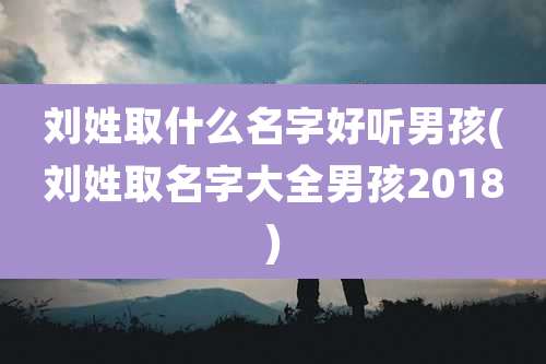 刘姓取什么名字好听男孩(刘姓取名字大全男孩2018)