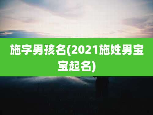 施字男孩名(2021施姓男宝宝起名)