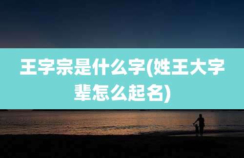 王字宗是什么字(姓王大字辈怎么起名)