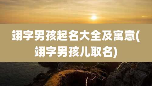 翊字男孩起名大全及寓意(翊字男孩儿取名)