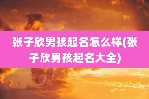 张子欣男孩起名怎么样(张子欣男孩起名大全)