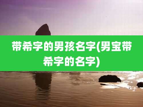 带希字的男孩名字(男宝带希字的名字)