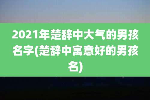 2021年楚辞中大气的男孩名字(楚辞中寓意好的男孩名)
