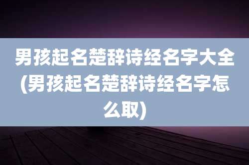 男孩起名楚辞诗经名字大全(男孩起名楚辞诗经名字怎么取)