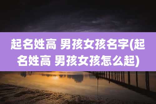 起名姓高 男孩女孩名字(起名姓高 男孩女孩怎么起)