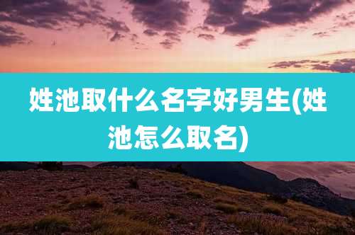 姓池取什么名字好男生(姓池怎么取名)