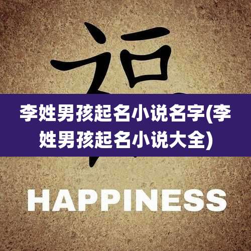 李姓男孩起名小说名字(李姓男孩起名小说大全)