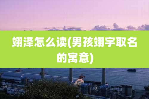 翊泽怎么读(男孩翊字取名的寓意)