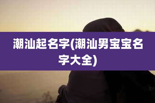 潮汕起名字(潮汕男宝宝名字大全)