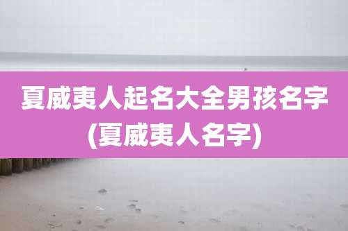 夏威夷人起名大全男孩名字(夏威夷人名字)