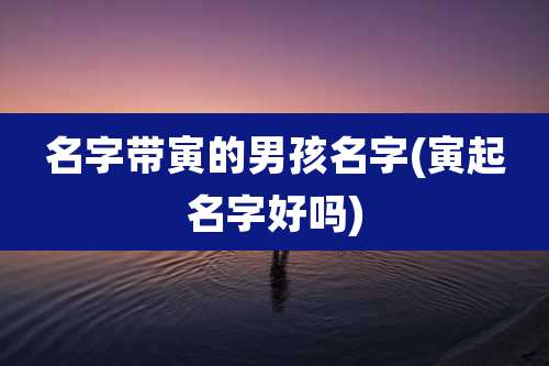 名字带寅的男孩名字(寅起名字好吗)