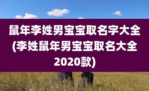 鼠年李姓男宝宝取名字大全(李姓鼠年男宝宝取名大全2020款)