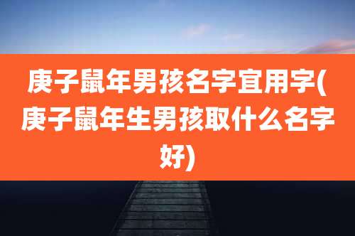 庚子鼠年男孩名字宜用字(庚子鼠年生男孩取什么名字好)