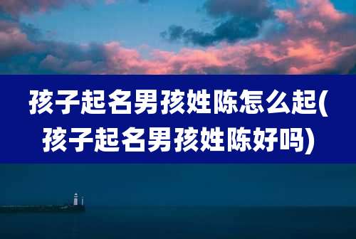 孩子起名男孩姓陈怎么起(孩子起名男孩姓陈好吗)