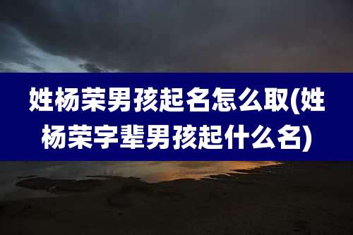 姓杨荣男孩起名怎么取(姓杨荣字辈男孩起什么名)