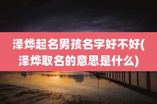 泽烨起名男孩名字好不好(泽烨取名的意思是什么)