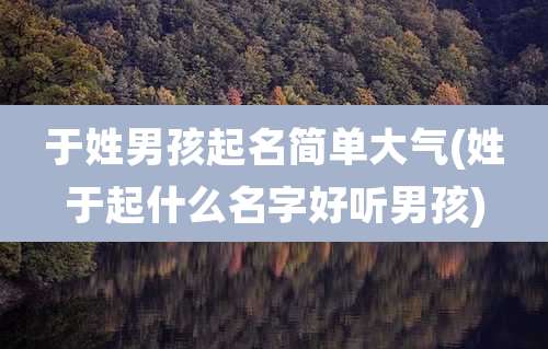于姓男孩起名简单大气(姓于起什么名字好听男孩)