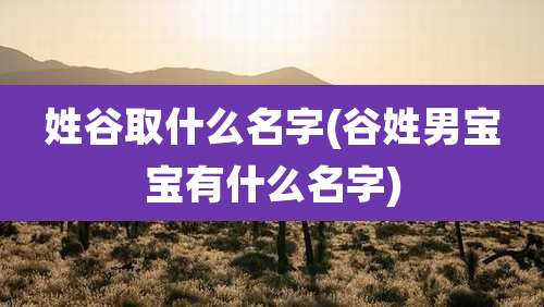 姓谷取什么名字(谷姓男宝宝有什么名字)