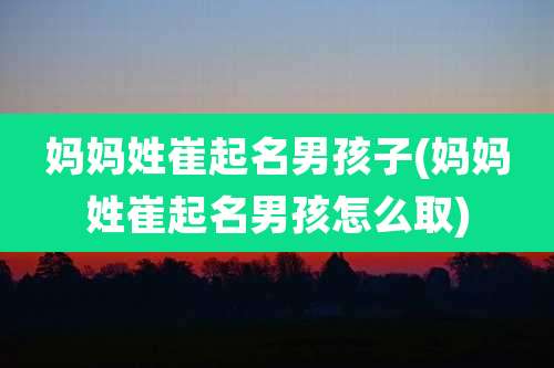 妈妈姓崔起名男孩子(妈妈姓崔起名男孩怎么取)