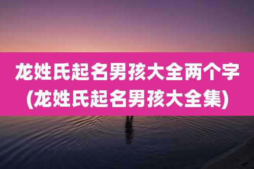 龙姓氏起名男孩大全两个字(龙姓氏起名男孩大全集)