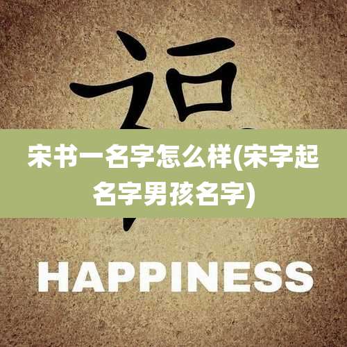 宋书一名字怎么样(宋字起名字男孩名字)