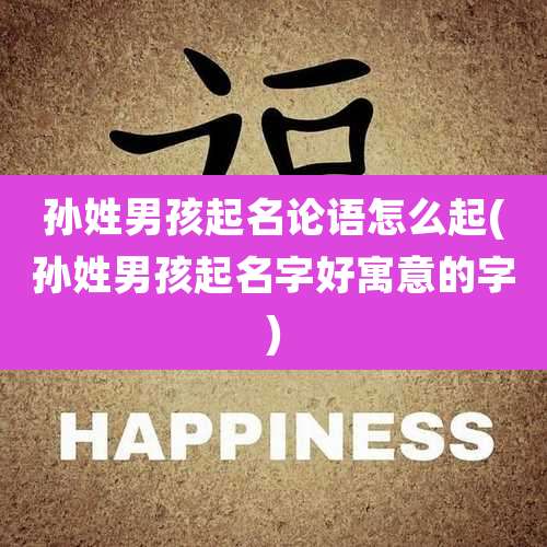孙姓男孩起名论语怎么起(孙姓男孩起名字好寓意的字)