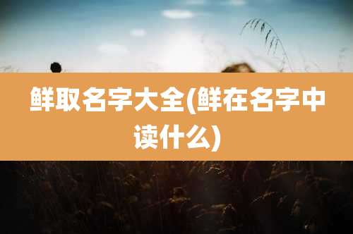 鲜取名字大全(鲜在名字中读什么)